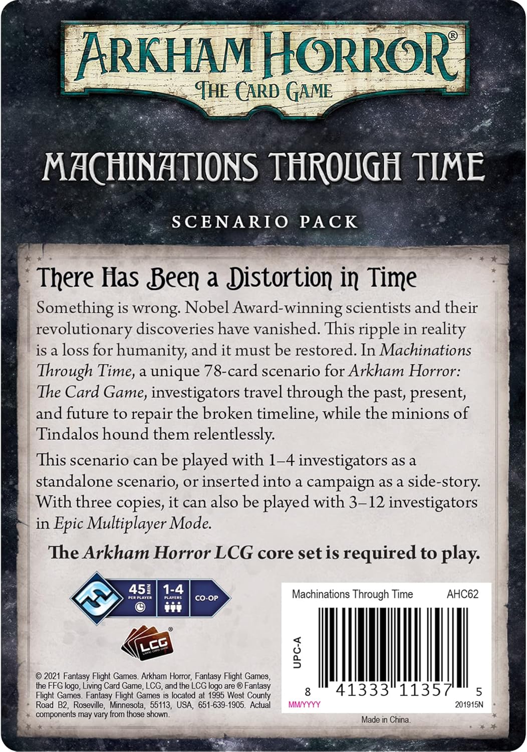 Arkham Horror The Card Game: Machinations Through Time Scenario Pack